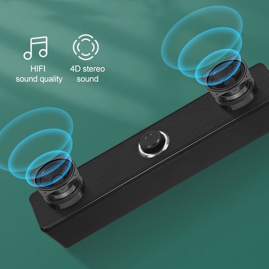 350TS lange Bluetooth-speaker voor computer - USB-aansluiting, volumeknop, bedrade audio en subwoofer — afbeelding 5
