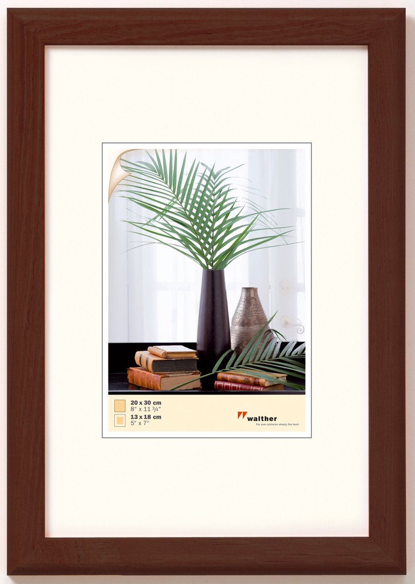 Houten Fotolijst Bologna 40x50 Bruin - Helderglas - 23 mm breed profiel - Goodlife Picture Frames