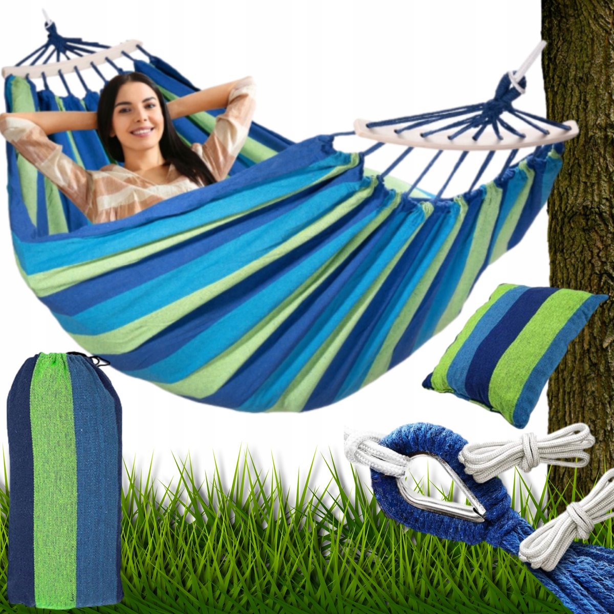 XXL Tuinhangmat met Bar en Kussen - 250x150 cm