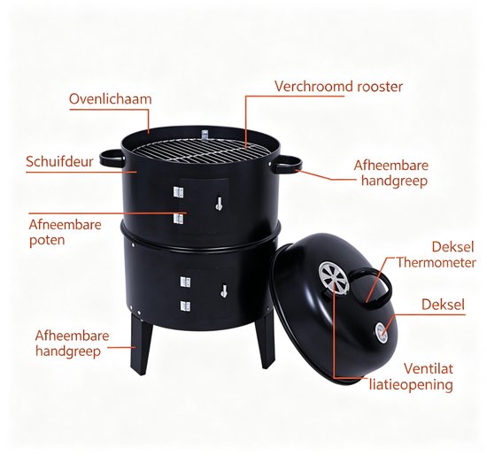 Multifunctionele BBQ-smoker buitengrill grillrooster voor commercieel en thuisgebruik rookoven smoker — afbeelding 4