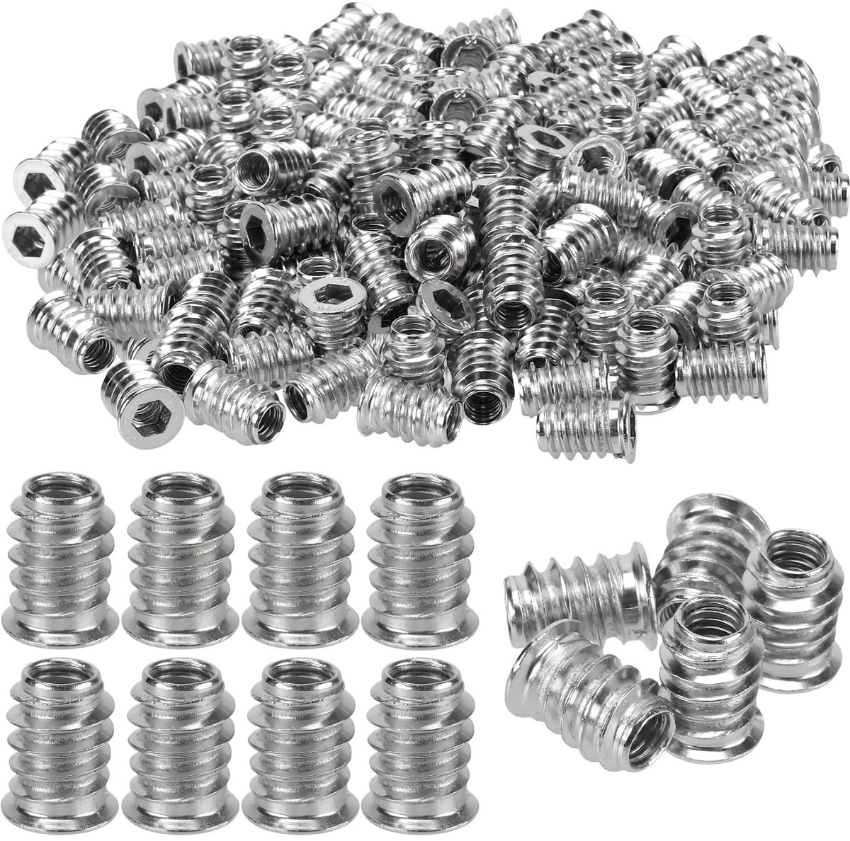 SolidKeus - 200 Stuks M6 Schroefmoeren voor Houtbewerking