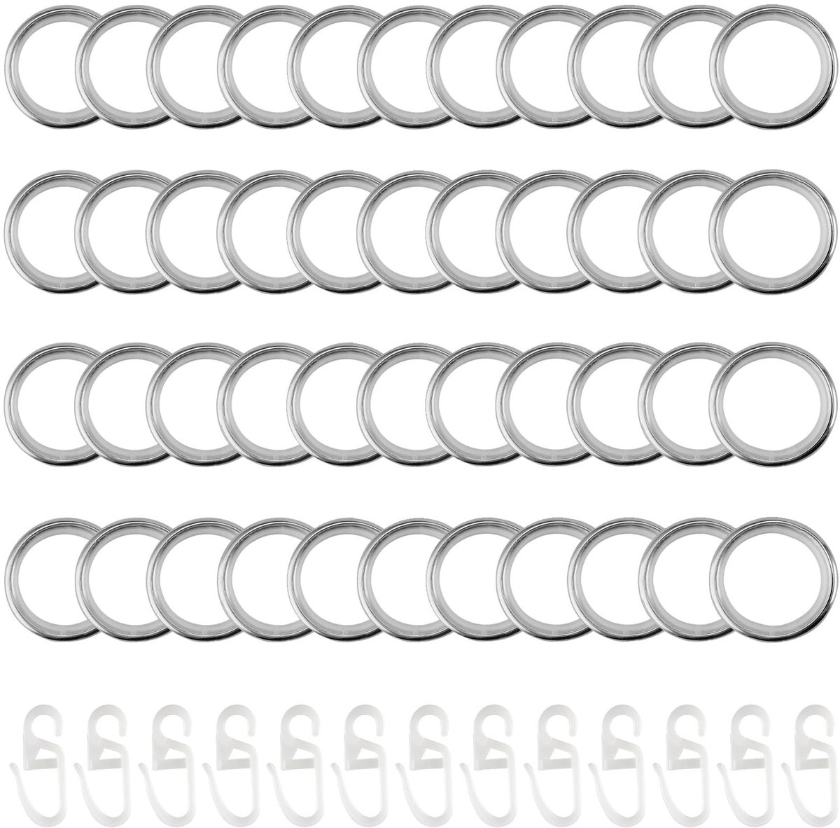 SolidKeus - Set van 40 Metaal Gordijnringen met Haken 30mm