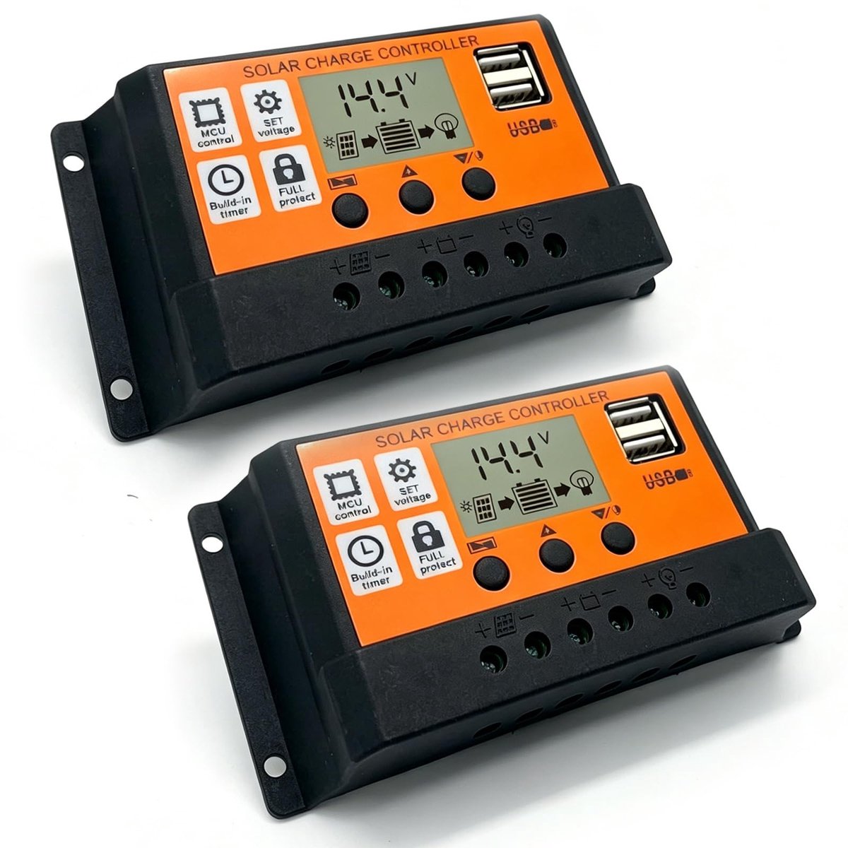 SolidKeus - 2 Stuks Solar Laadregelaar 30A 12V/24V met USB-poorten