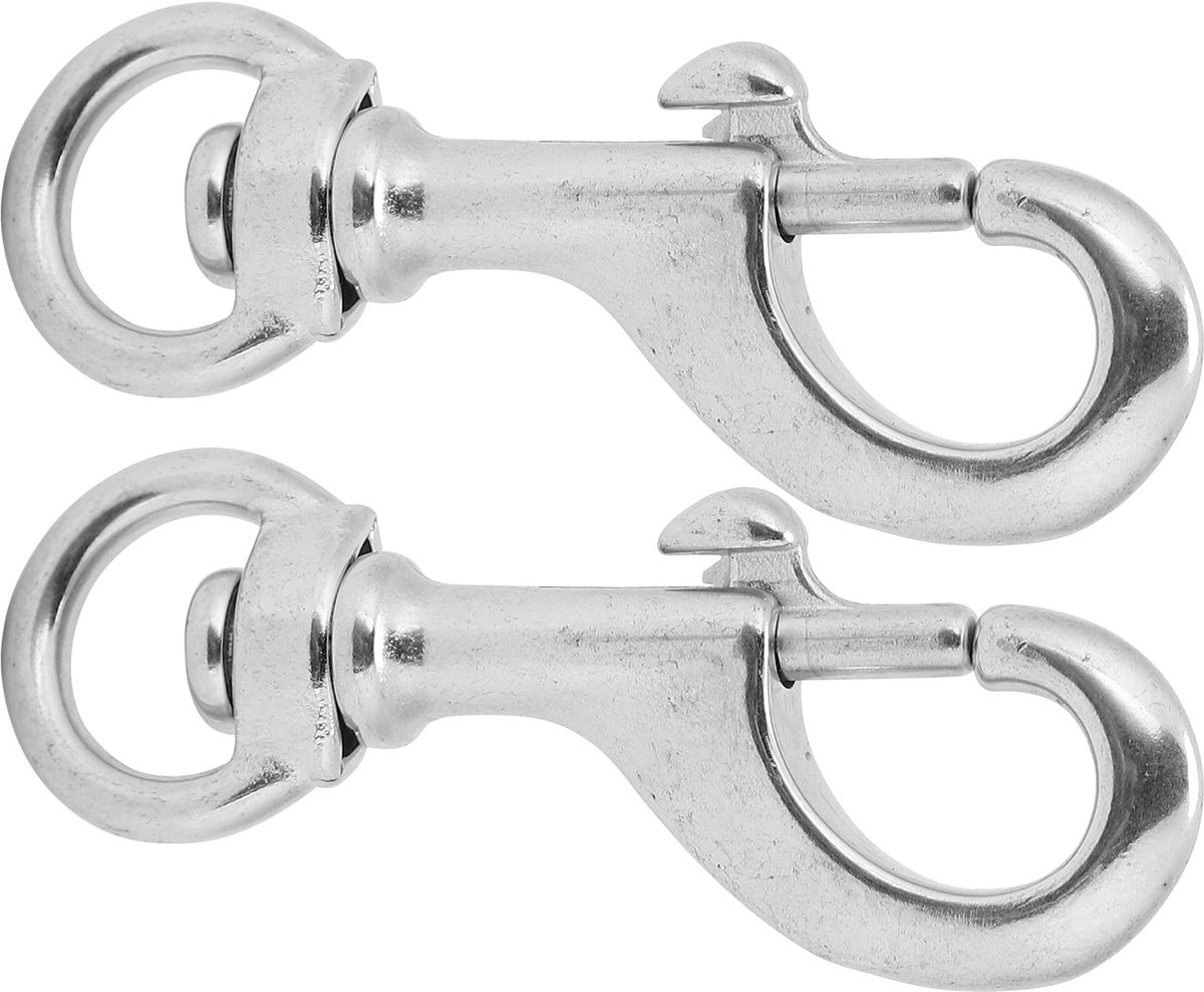SolidKeus - 80MM Roestvrijstalen Draaibare Oog-karabijnhaak, 2 Stuks