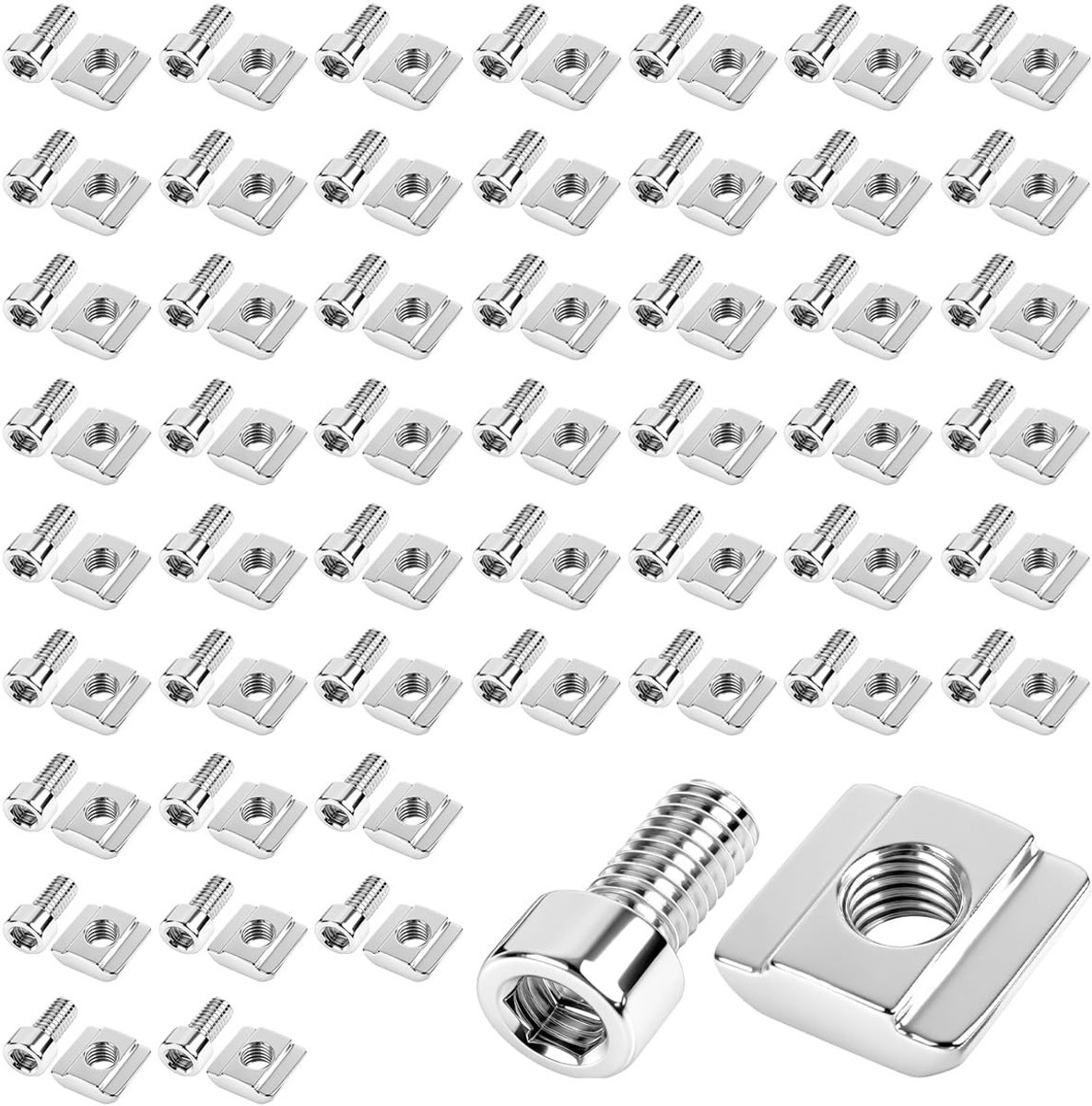 SolidKeus - Set van 50 T-Groef Moeren van Carbonstaal