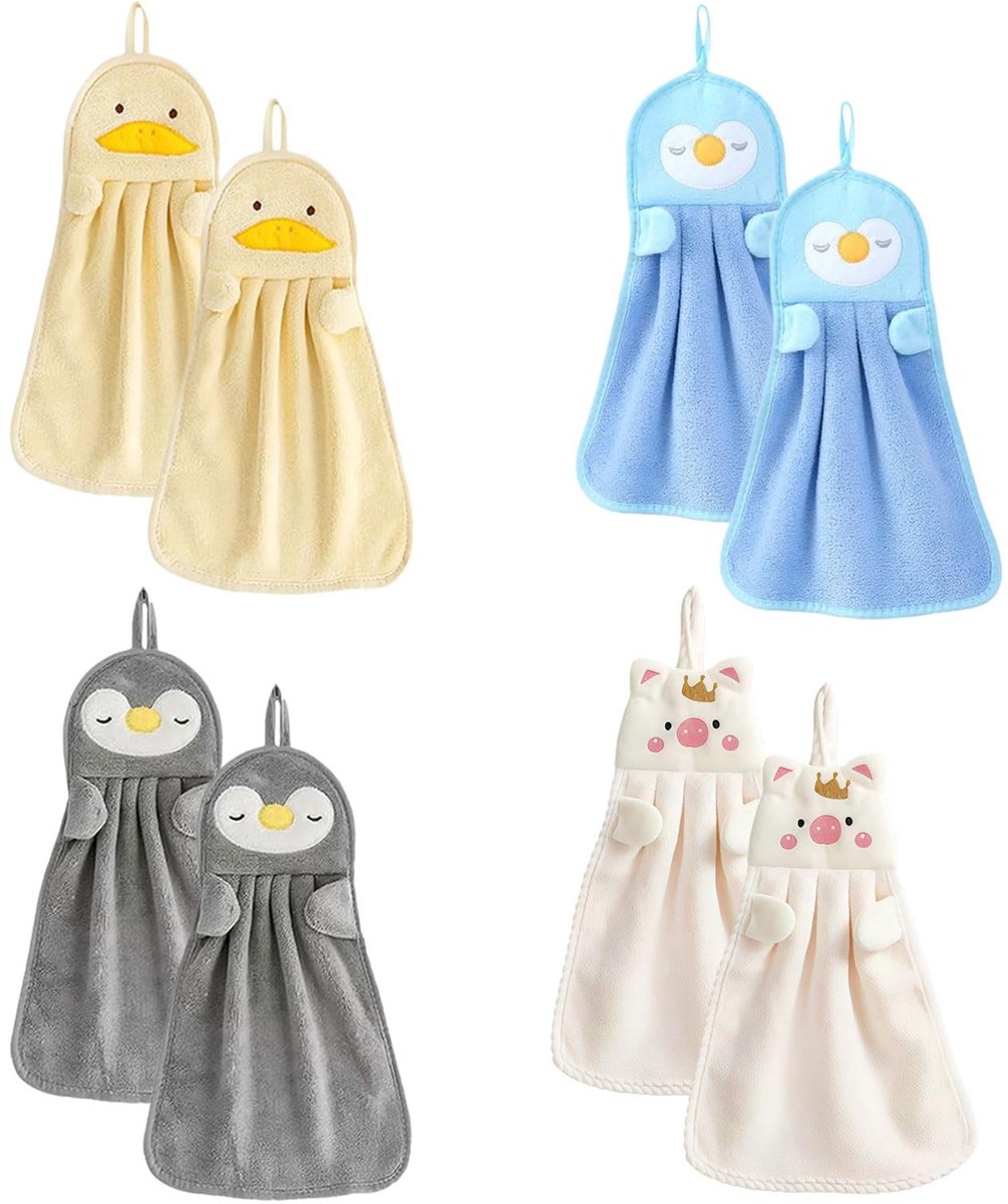 SolidKeus - Set van 8 Kindertowels met Cartoon Motief