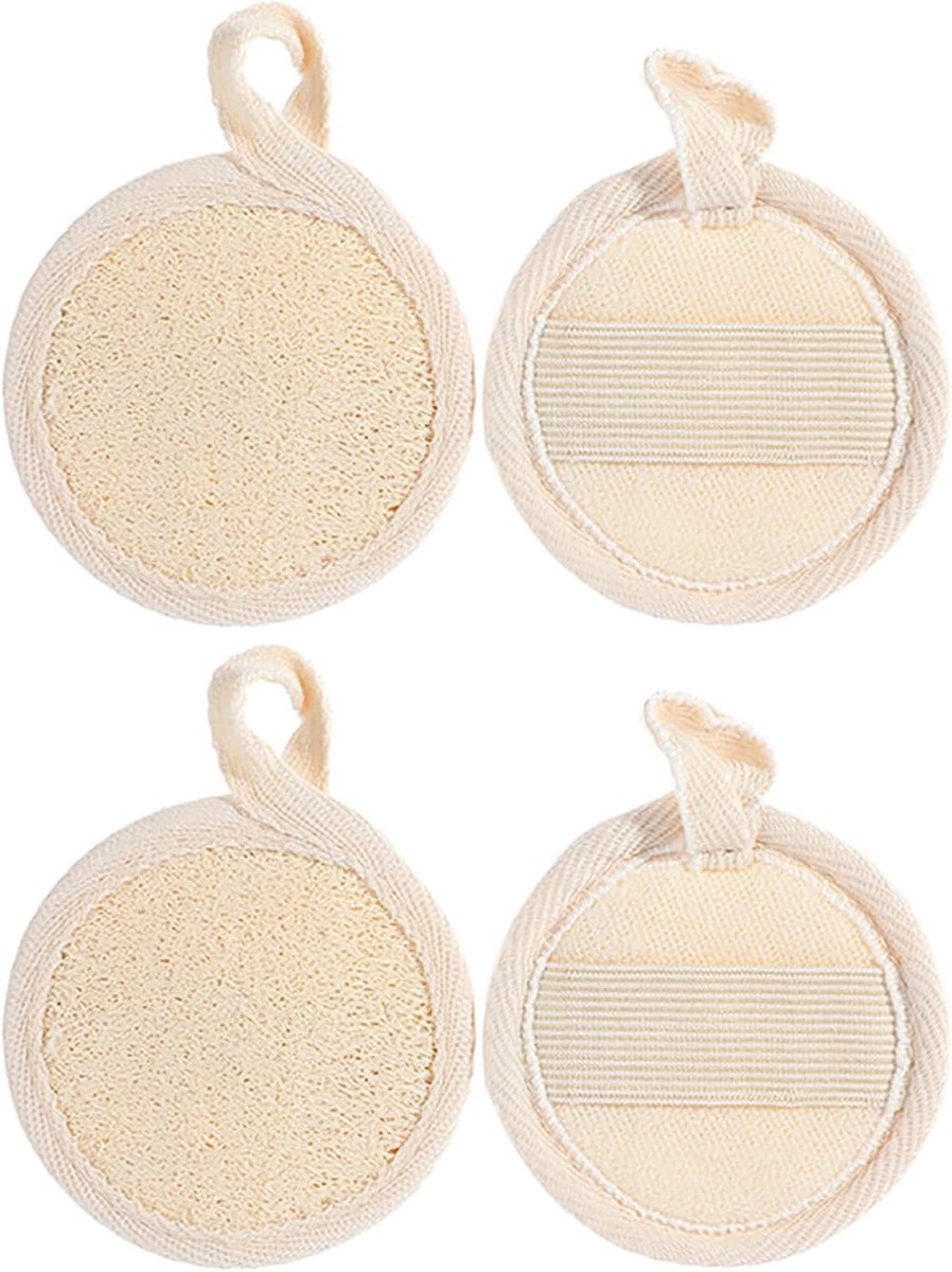 Set van 4 Exfoliërende Loofah Pads voor Gezicht, Natuurlijke Scrubber voor Bad en Douche, Ideaal voor Spa en Massage
