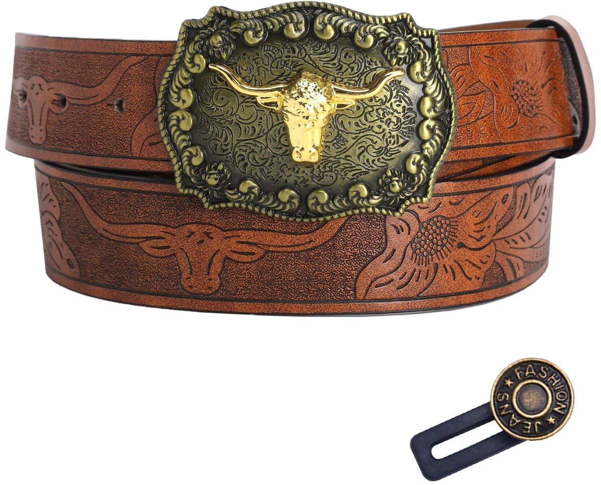 SolidKeus - Heren Cowboyriem van Leer met Western Gesp