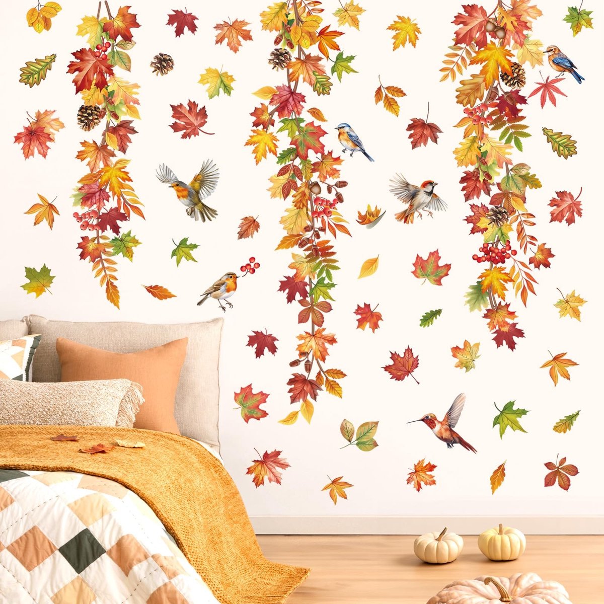 SolidKeus - Wanddecoratie met Herfstthema en Bladeren