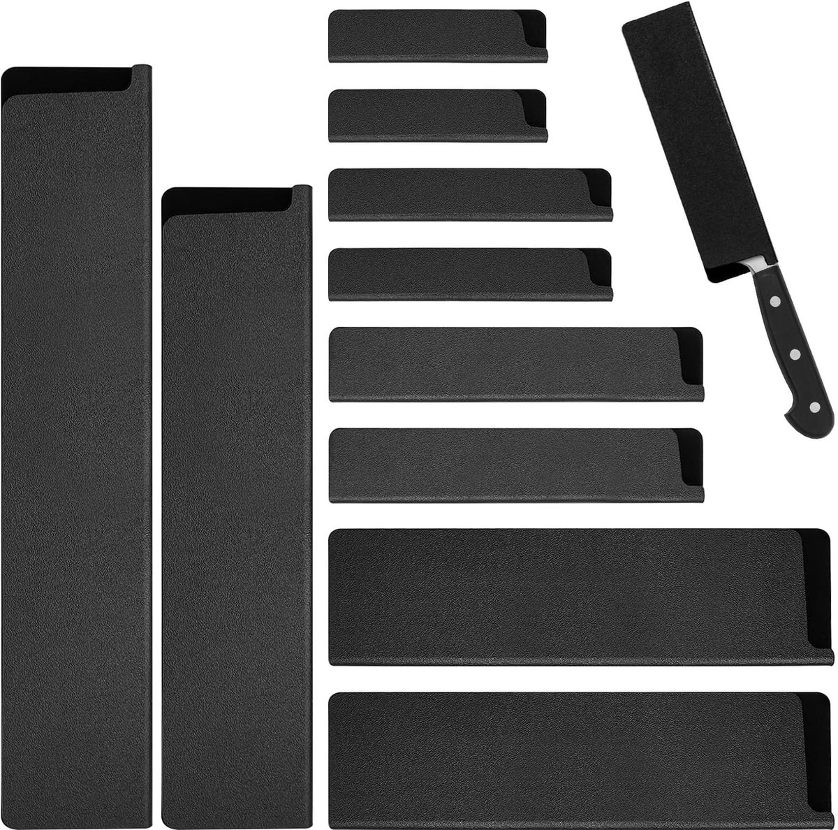 SolidKeus - Set van 10 Beschermhoezen voor Keukenmessen, Zwart