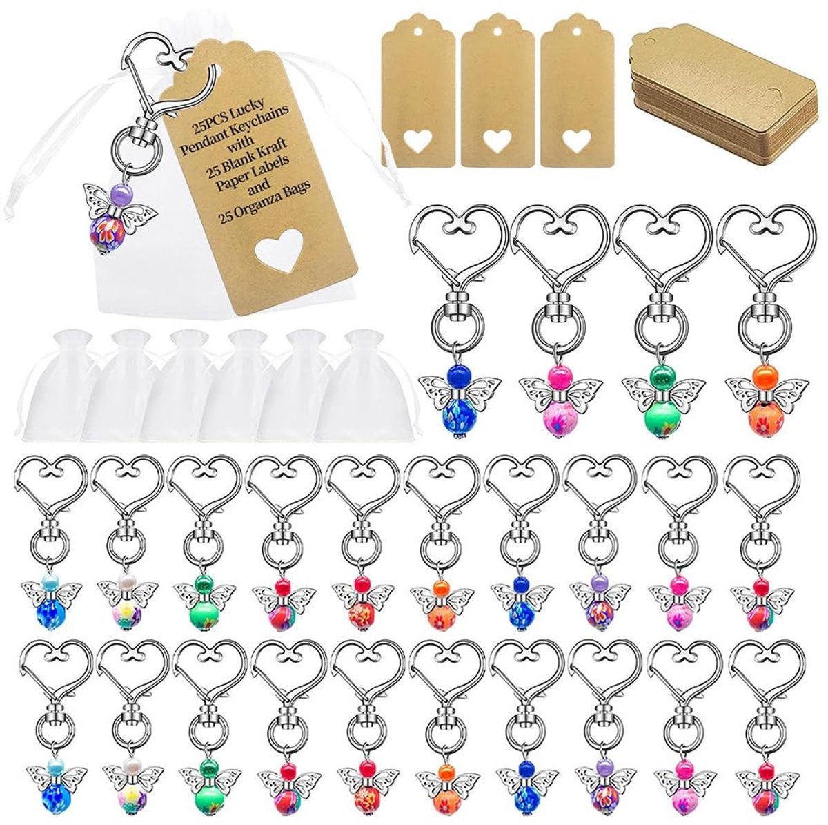 SolidKeus - Set van 25 Sleutelhangers met Engel en Labels voor Speciale Gelegenheden