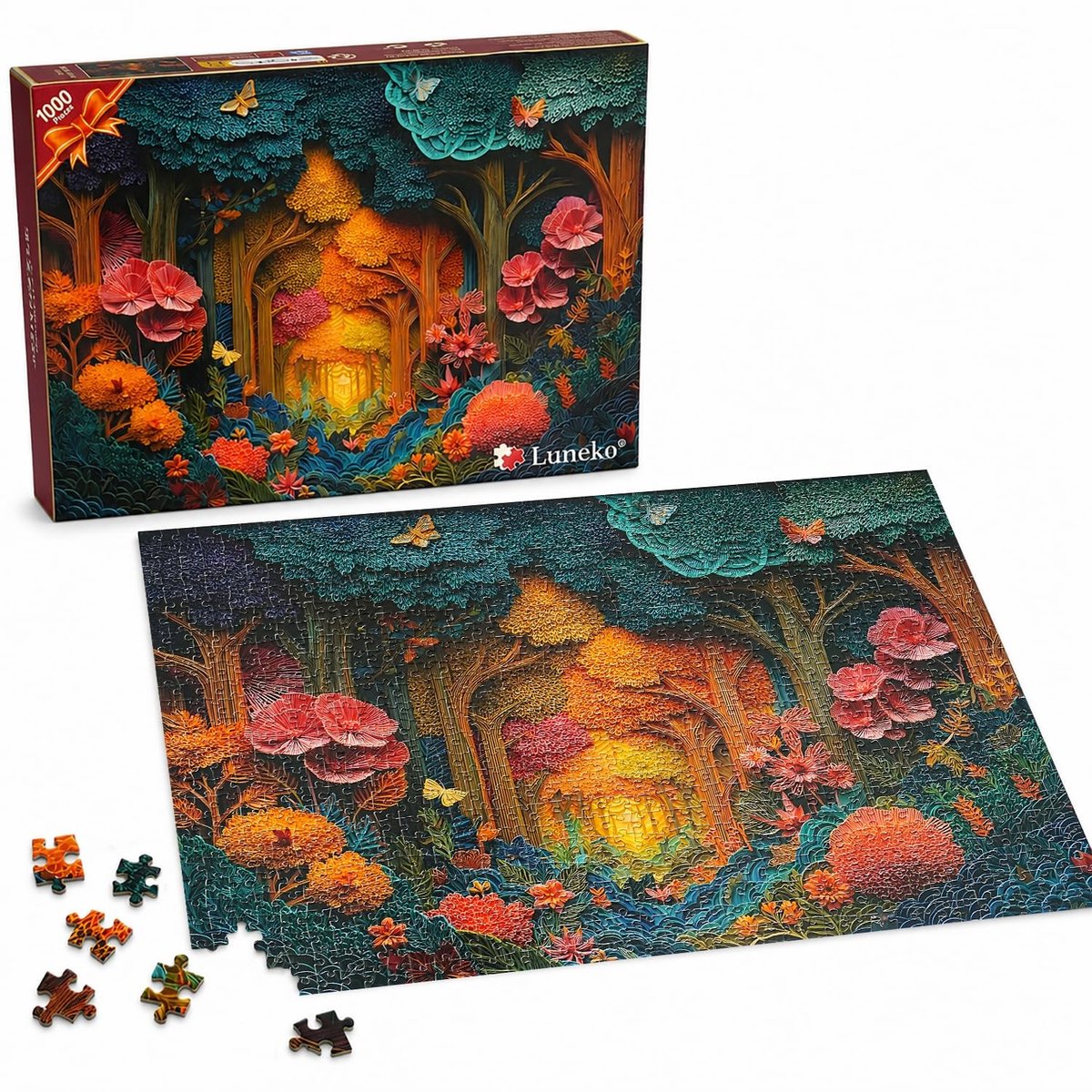 SolidKeus - Puzzel voor Volwassenen met 1000 Stukjes Natuur met Vlinders en Bloemen