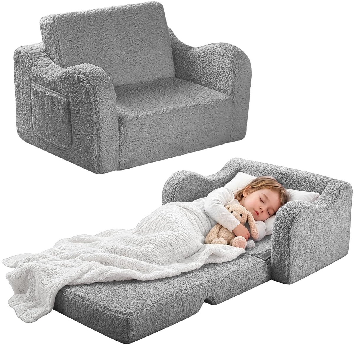 SolidKeus - Opklapbare Kinderbank 2-in-1 Slaapbank
