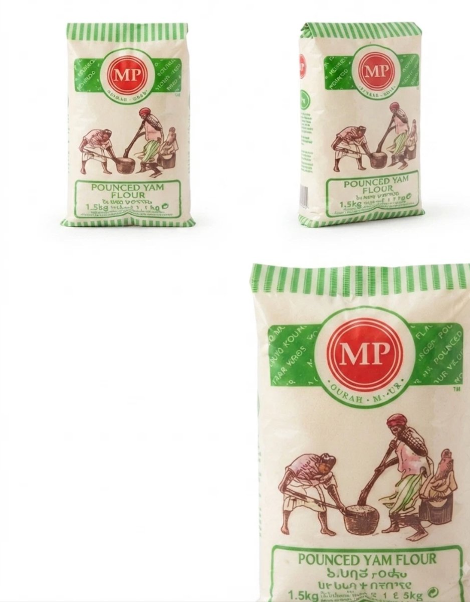 MP People's Choice Geplette Yammeel Yamsmix | Yammeel Voor Fufu En Gerechten | 1,5 kg Verpakking | Authentiek Geplet Yammeel Voor Traditionele Afrikaanse Bereiding Met Kajal Sticker