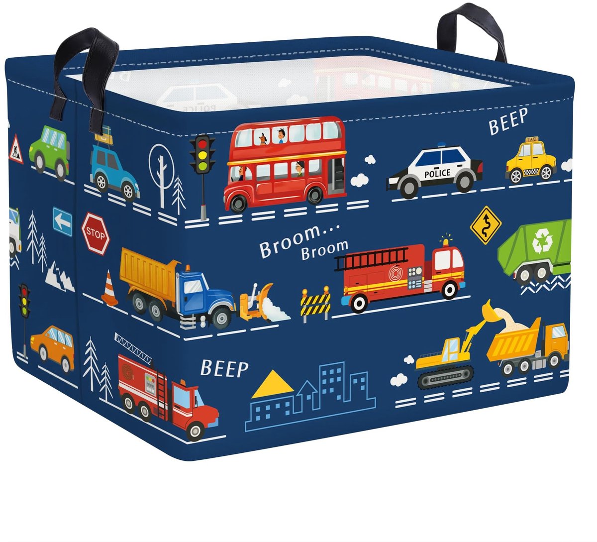 SolidKeus - Vouwbare Wasmand voor Kinderen met Stadsbus Motief