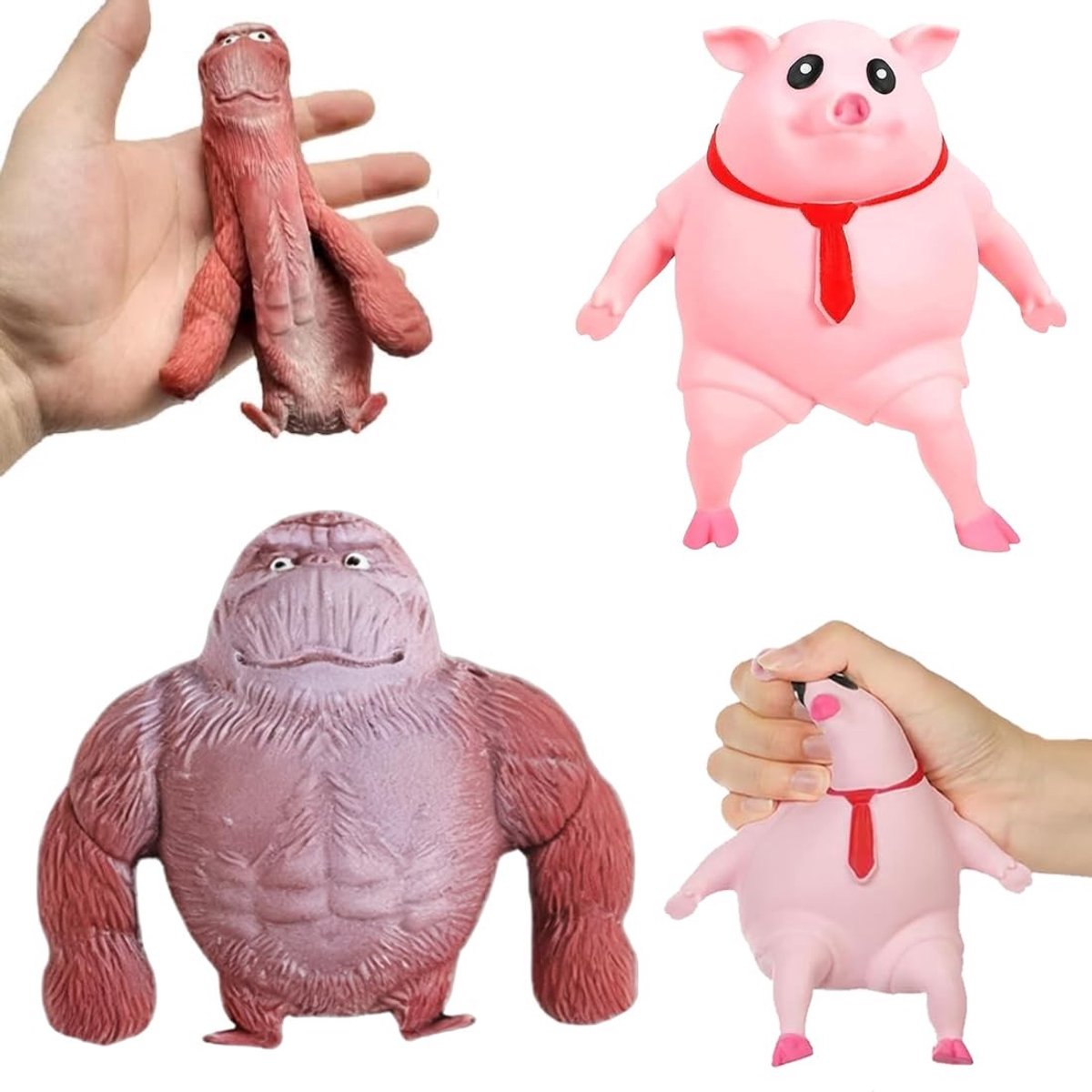 SolidKeus - Antistress Speelgoed Set met Varken en Gorilla voor Stressverlichting
