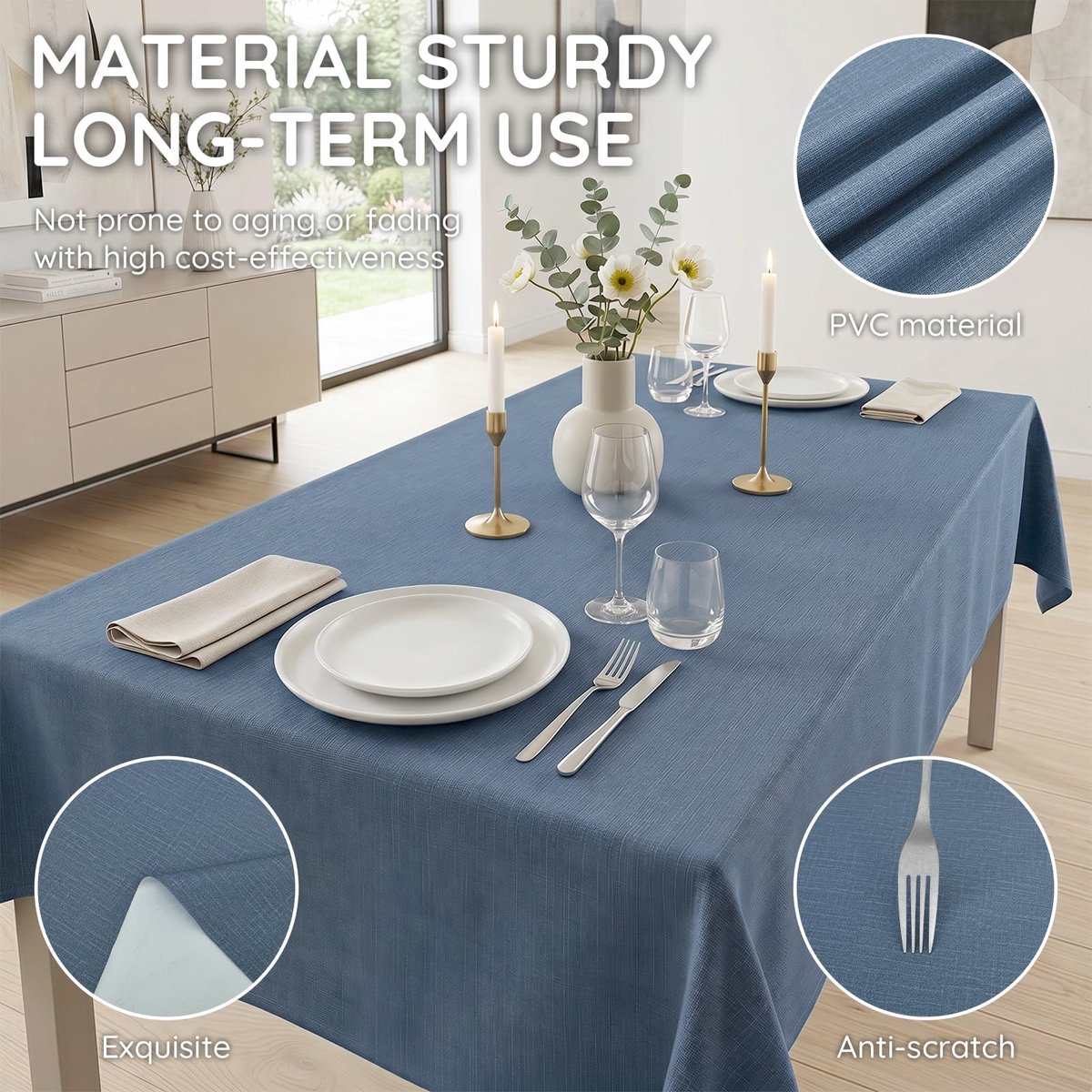 SolidKeus - Waterdicht Rechthoekig Tafelkleed van PVC in Marineblauw