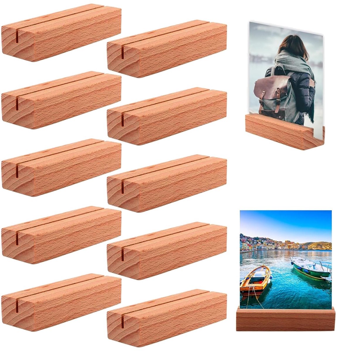 SolidKeus - 10 Stuks Houten Kaarthouders voor Evenementen