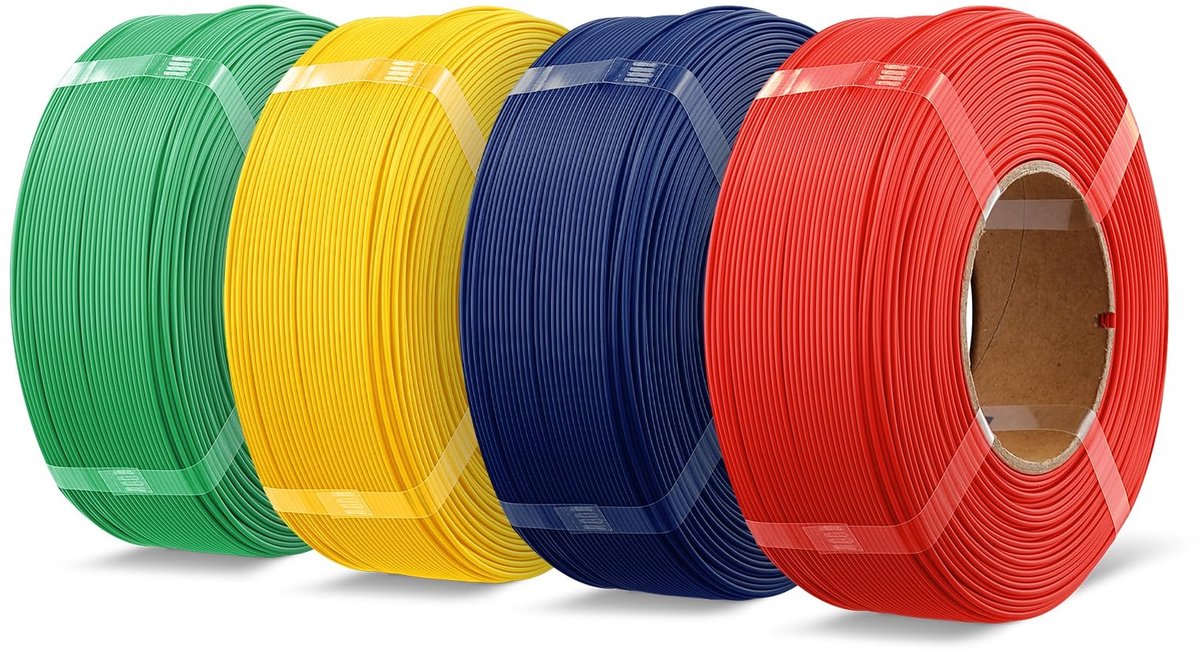 SolidKeus - PLA Plus Navulling Rood, Blauw, Geel en Groen 1 kg