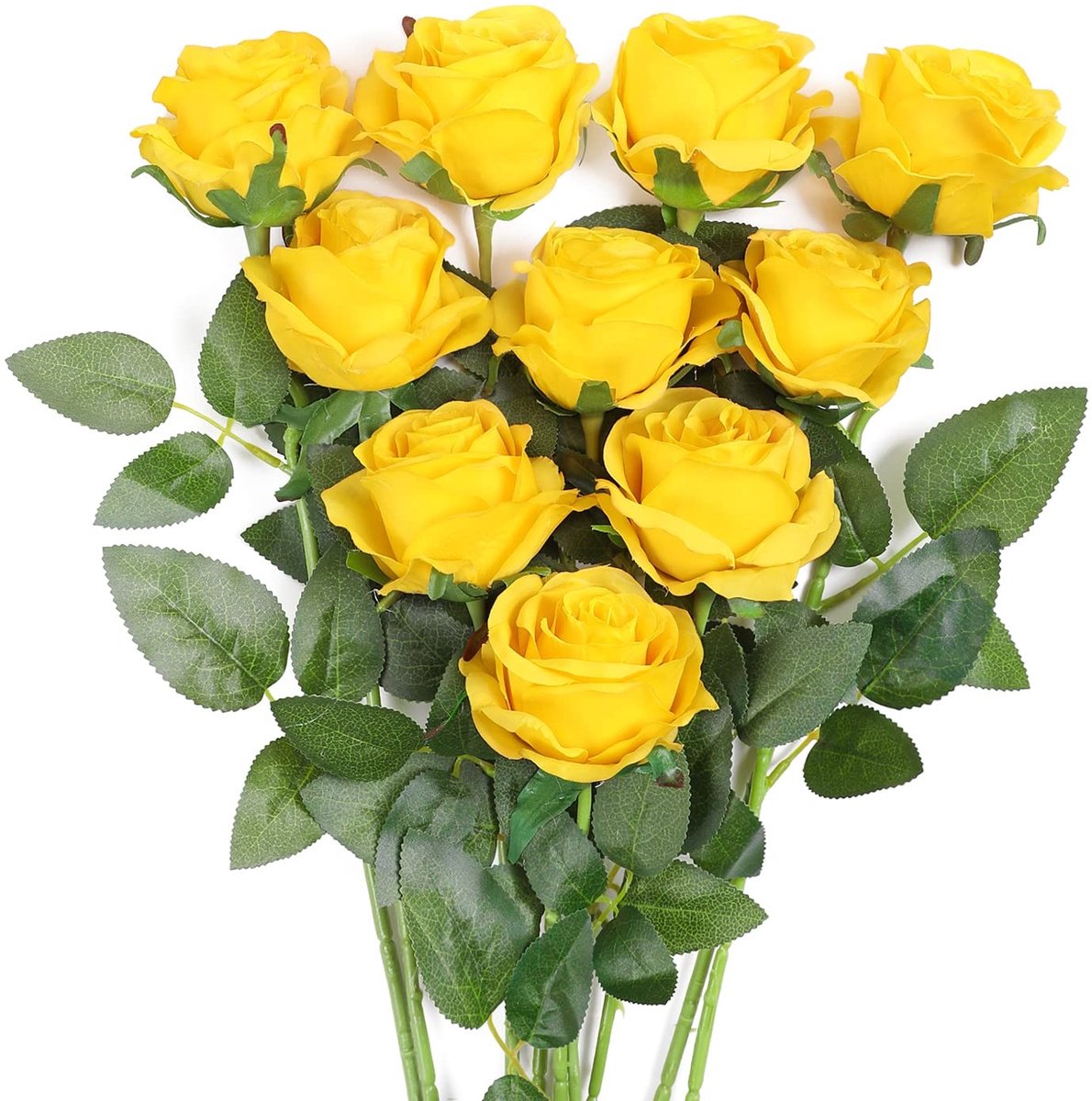 SolidKeus - 10 Stuks Gele Rozen Kunstzijden Bloemen voor Decoratie