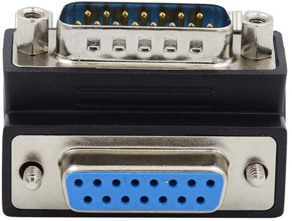 SolidKeus - DB15 RS232 Serial Adapter Male naar Female 90 Graden