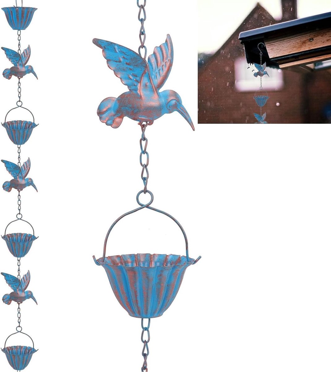 Regenwaterketting - Decoratieve regenketting - Waterafvoer decoreren - Duurzaam metaal ontwerp - 2.4 meter - Zwart