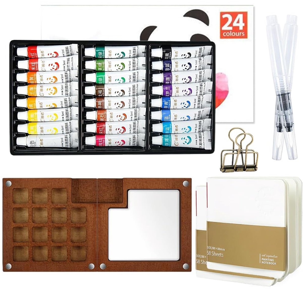 SolidKeus - Mini Waterverfset met 24 Kleuren en Sketchbook