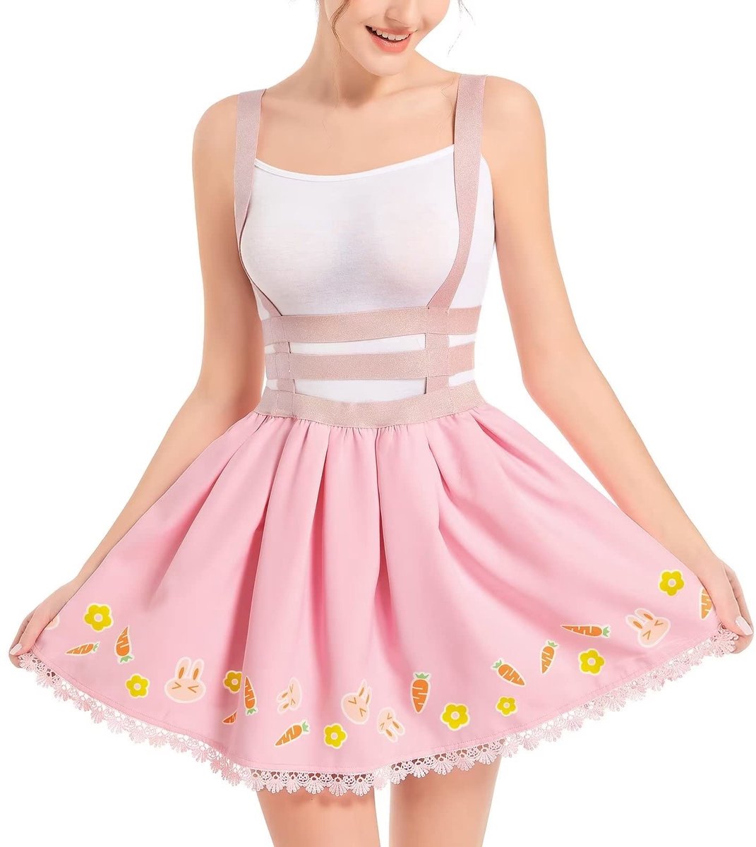 SolidKeus - Dames Overalls Kawaii Mini Rok met Verstelbare Bandjes