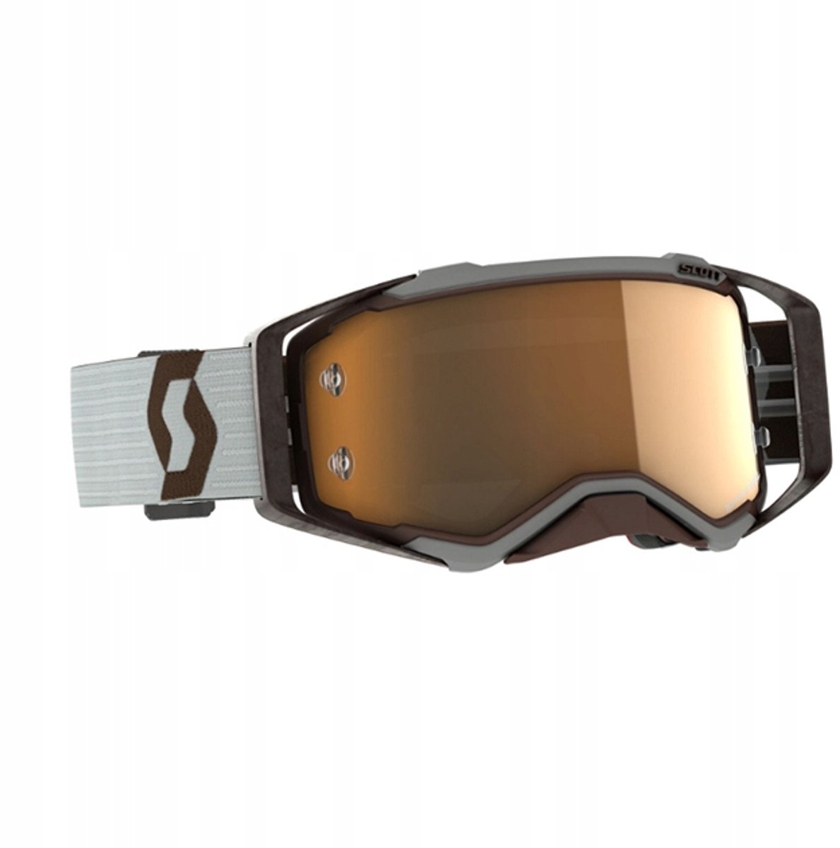 Merkloze Motorcross Goggles Grijs/Bruin met Gouden Chrome Lens