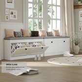 Schoenenbank - Schoenenbank met 2 Klaplades - Schoenenorganizer met Verstelbare Planken - 106X31.5X52CM