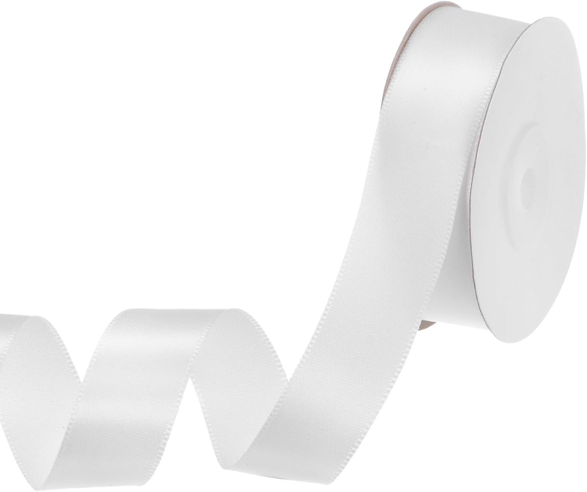Wit satijnen lint, 20 m 2 cm breed polyester stoffen linten rol cadeaupapier lint voor strikken boeket bloemen haarverpakking bruiloft feest huisdecoraties ambachtelijke lint