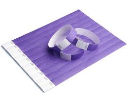 Iboo 500 Tyvek papieren armbanden voor controle en veiligheid, voor evenementen, feesten, festivals en reizen, entreearmbanden (paars)