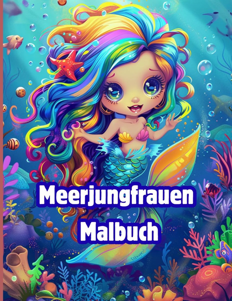 Malbuch: Das zuckersüße Ausmalbuch für Mädchen ab 4 Jahren – 24 Motive 48 Seiten, einfache große Unterwasser-Motive und einseitig bedruckt gegen Durchbluten