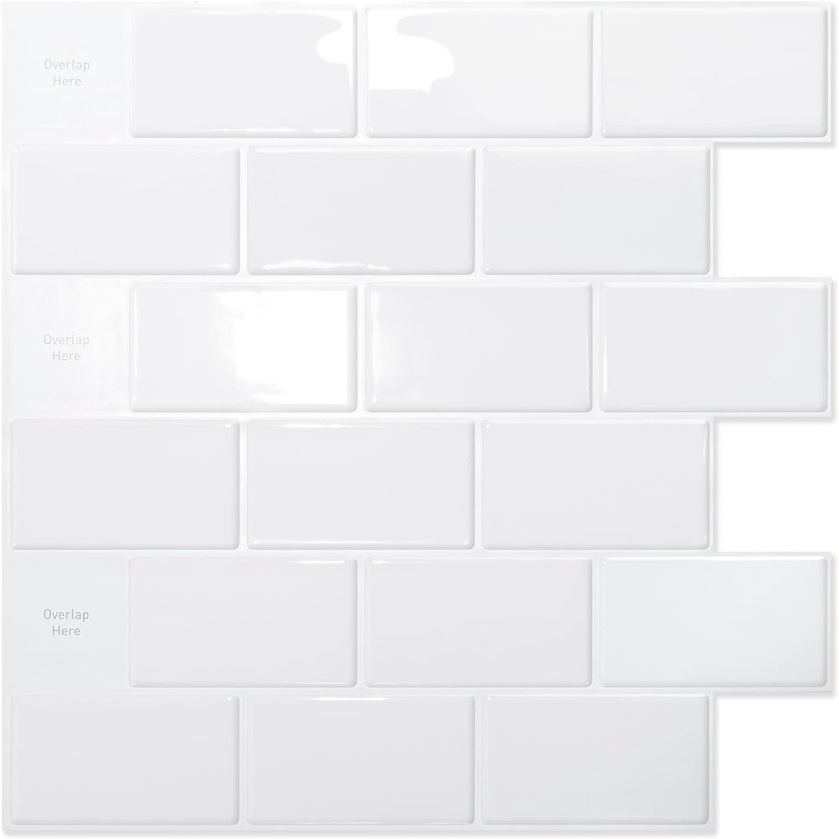 Tegelstickers, plaktegels, metro tegels, zelfklevend, keuken, wandtegels, wit, 30 x 30 cm, 20 stuks
