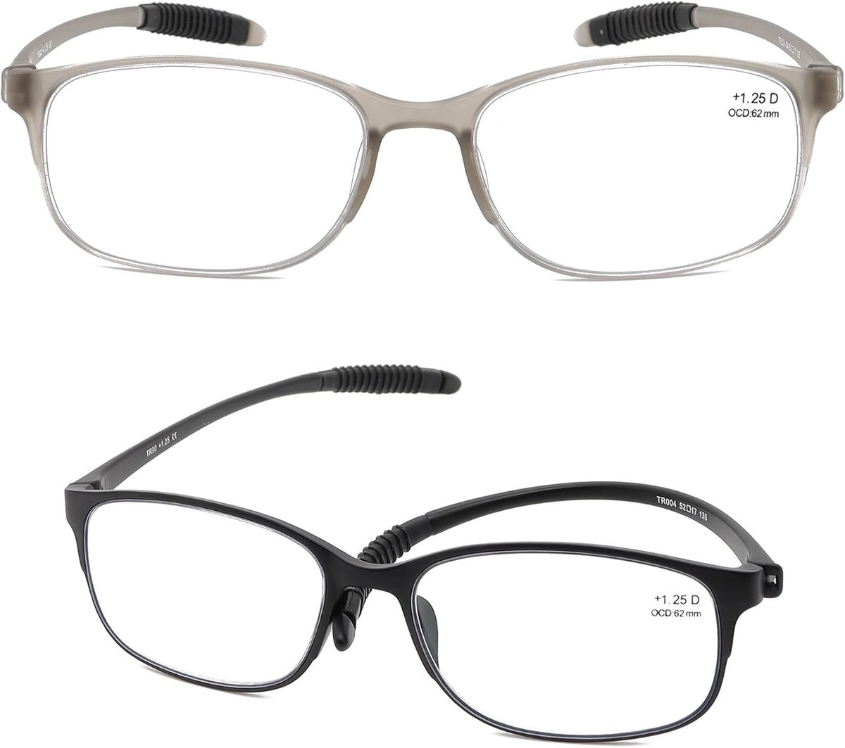 Lichte Leesbril (2-pack) met etui, Anti-blauwlicht（Breedte 134 mm）