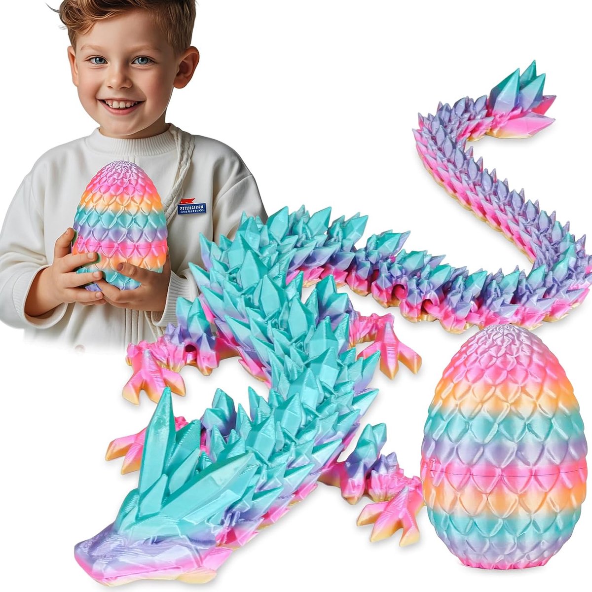 Verrassingsdrakenei met draak aan de binnenkant, cadeaus voor kinderen en volwassenen, 3D-bedrukt fidget-speelgoed, perfect voor Kerstmis, Pasen, verjaardagen, decoratie, stressvermindering