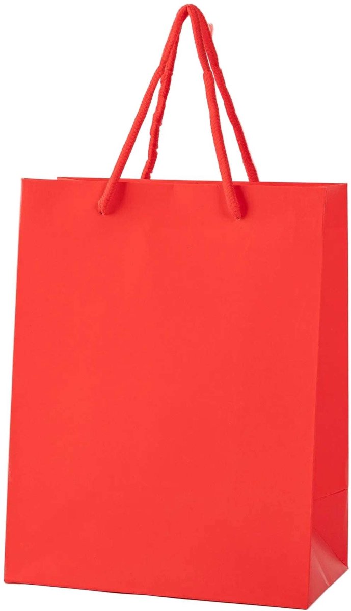 24x Luxe Papieren Koordtassen Rood – 18x14x8cm – Stevige Cadeautassen & Verpakkingstassen