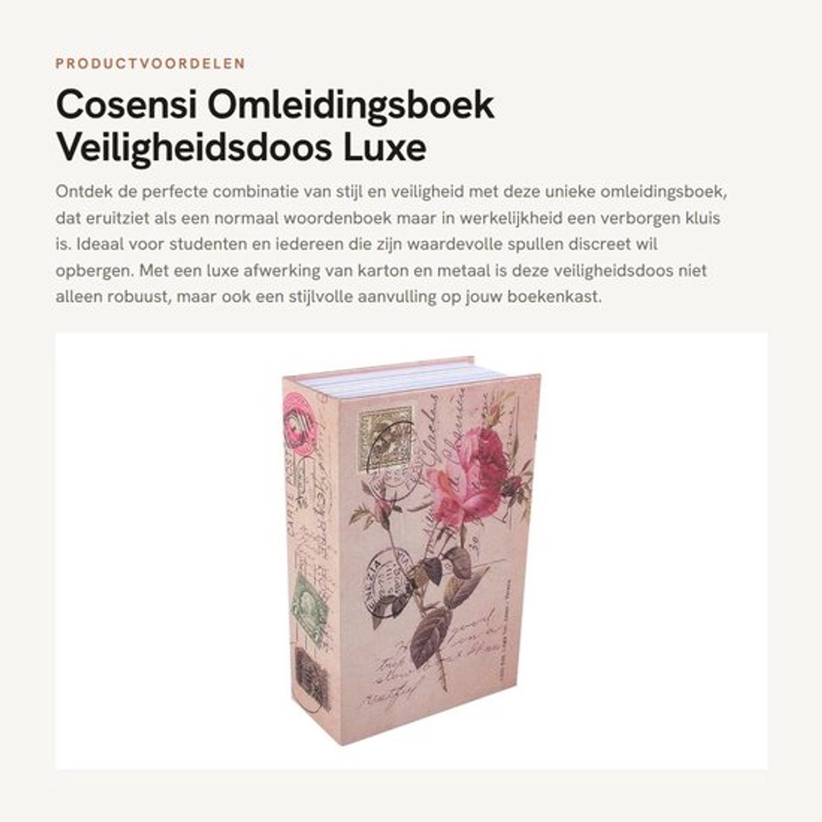 Omleidingsboek Veiligheidswoordenboek - Geheime Opbergdoos - Boekenkluis met Sleutel - Robuuste Kluis - Verborgen Veiligheid - Luxueus Ontwerp