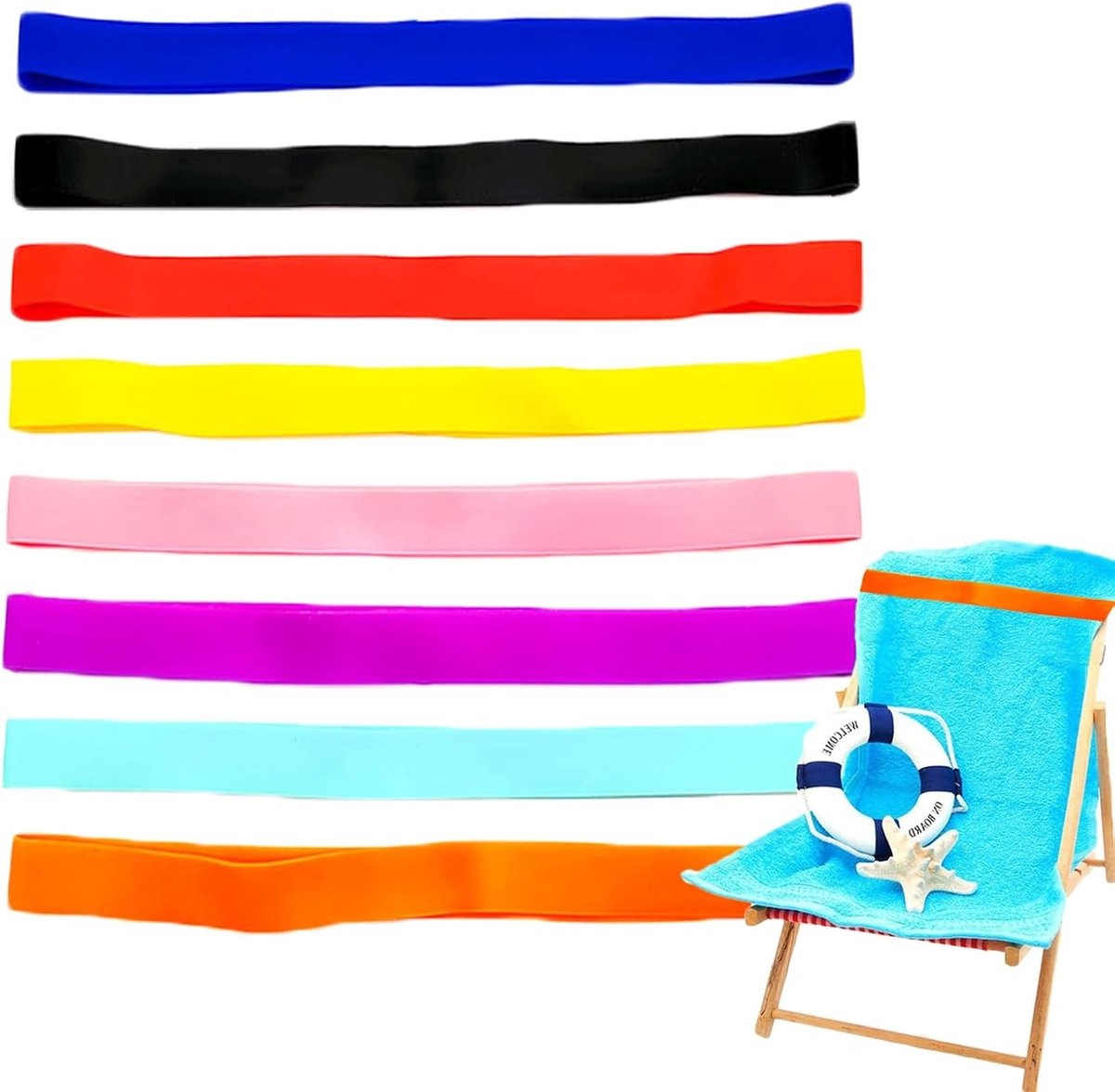 Handdoekbanden voor Strand - Geel - 30 x 1 cm - Elastische Strandstoel Clips - Voor Strand en Zwembad