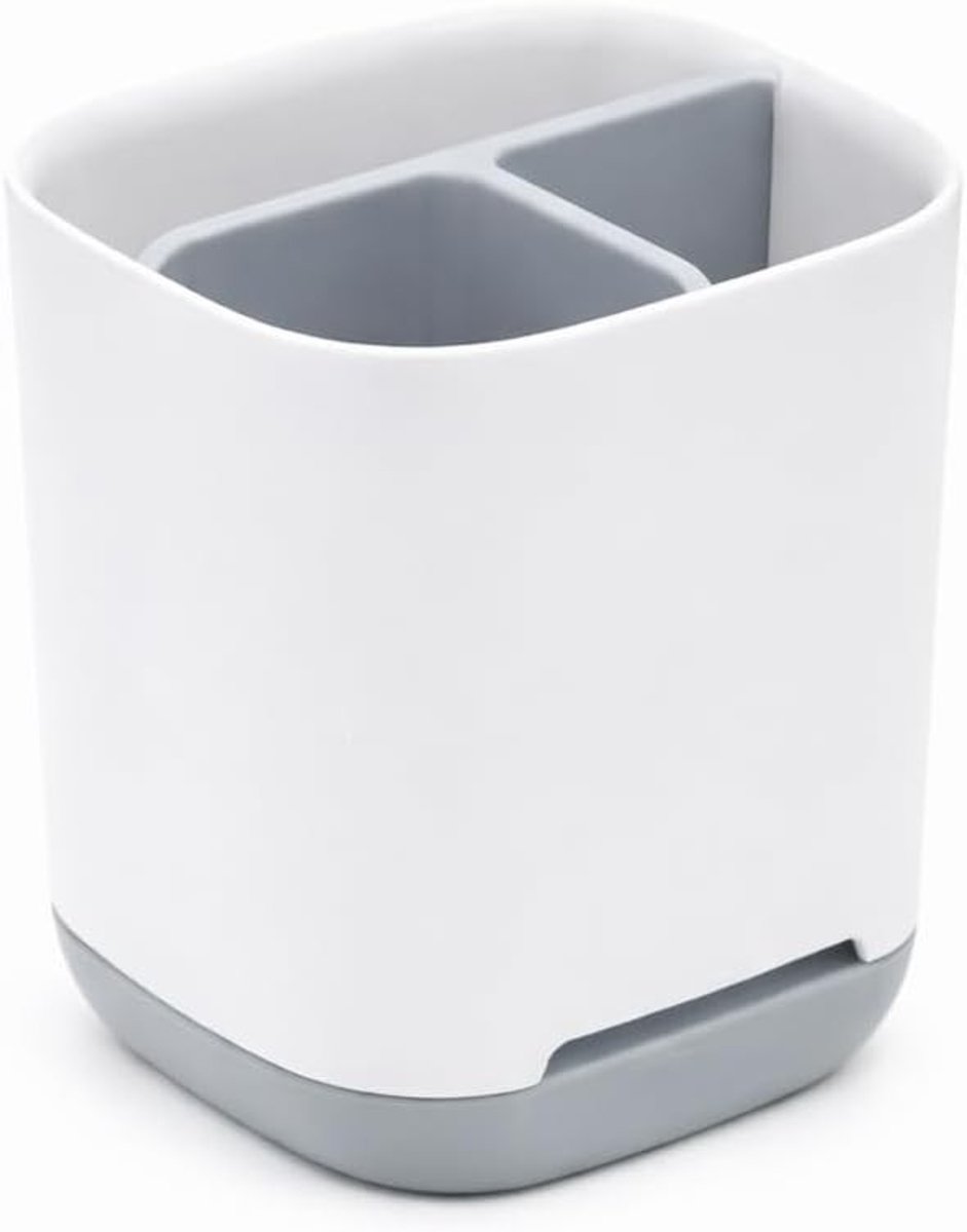 SnelShoppen - Organizer met Verwijderbare Scheidingswanden – Opbergbak voor Badkamer, Make-up, Bureau en Keuken – Plastic Opberg Organizer Wit/Grijs (