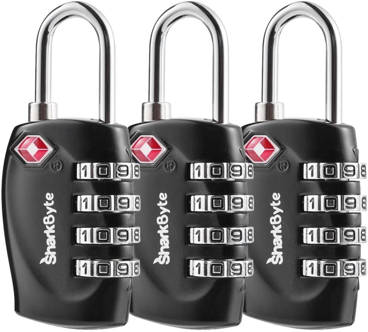 Bagagesloten - Zwart - 3 Stuks - TSA Goedgekeurde 4-Cijferige Combinatie Hangsloten - Voor Koffers en Tassen