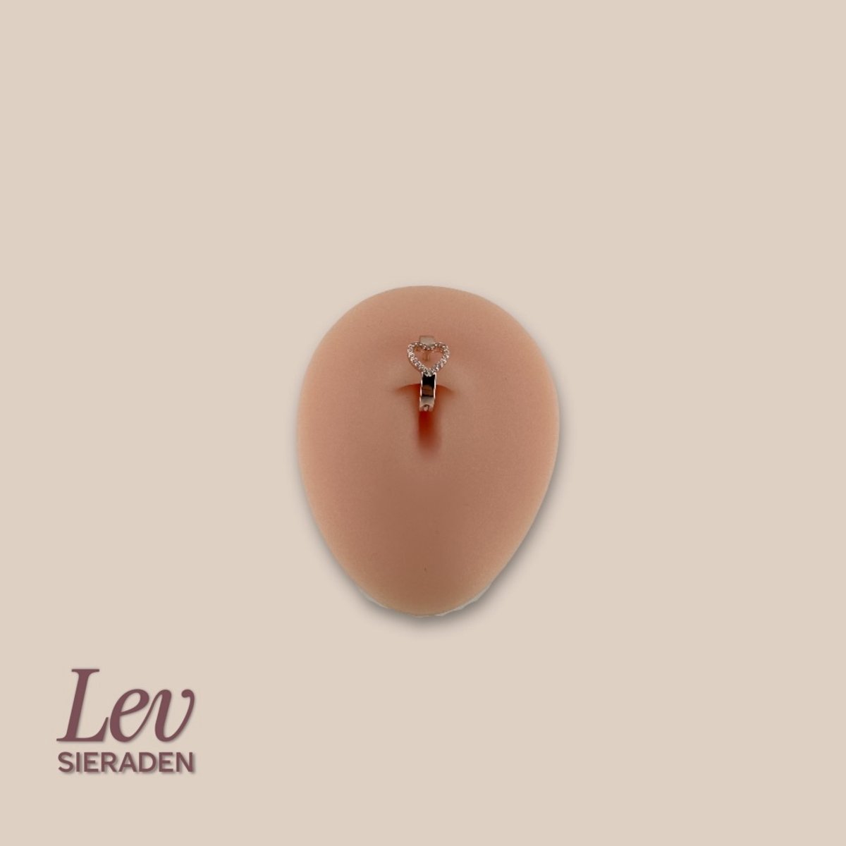 Lev Sieraden - 3x15mm clicker navel piercing zirkon hartje - Rose kleurig - Titanium