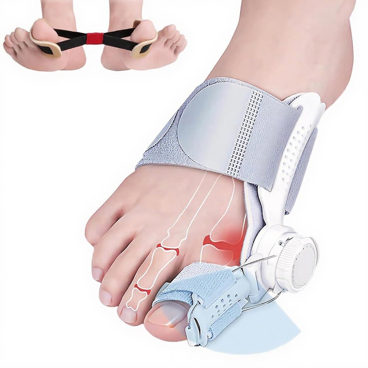 Hallux Valgus Corrector, Orthese en Teenscheider Siliconen Gel Pijnverlichting Teen Pleister Dag/Nacht Gebruik Universele Maat