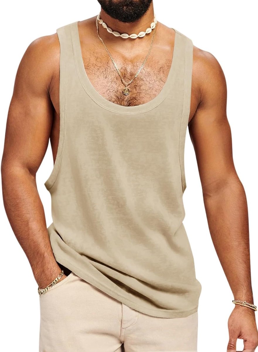 Tanktop heren mouwloos spiershirt fitness gym training sport onderhemd mannen katoen bodybuilding los T-shirt
