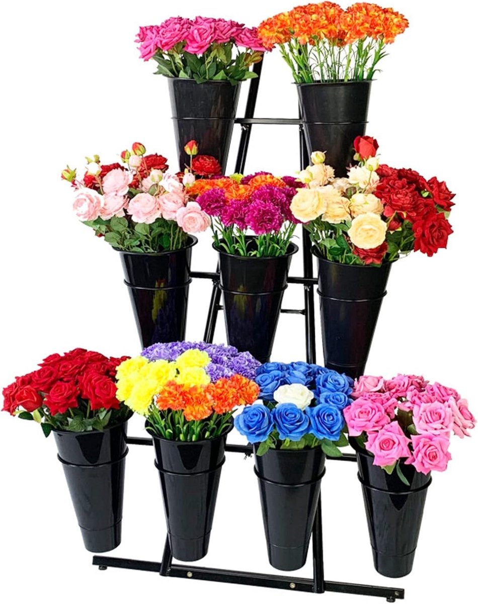 Frame 3-laags Bloemembak, Balkon Bloem Stand, Meerdere verdiepingen Ladder Bloemen Display Plank Bloemen Bundel Van Bloemen