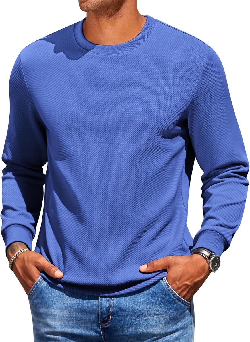 Heren Sweatshirt Met Ronde Hals Casual Pullover Crewneck Sweatshirt Zonder Capuchon Shirt Met Lange Mouwen Basic Sweatshirts Voor Mannen | Pullover, ronde hals, ronde hals, sweatshirts voor heren, basic, vrije tijd