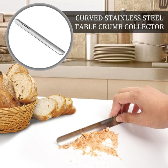 2 stuks, roestvrij staal, gebogen rand, kruimelborstel, kelner-accessoires, clip, accessoires voor het reinigen van tafelkleden, schep voor etensresten, compacte hulp voor — afbeelding 2