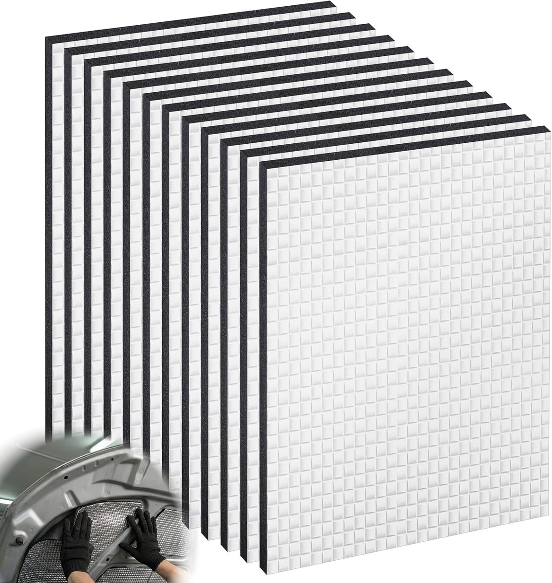 Isolatiematten voor auto, zelfklevend, 250 x 180 x 5 mm | Aluminium anti-kloningmatten voor hittebescherming, geluidsisolatie op motorkap en deuren