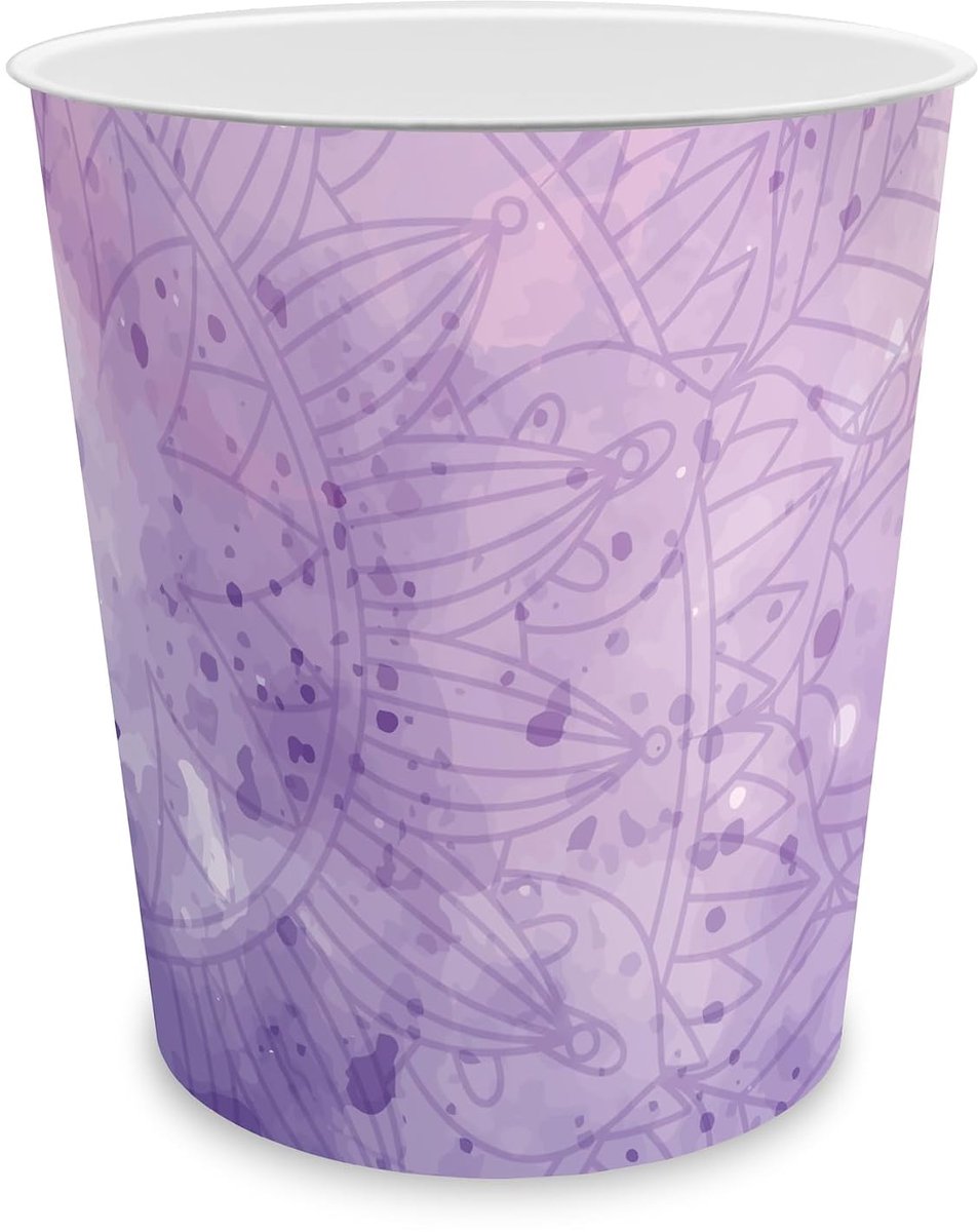 Itenga Prullenbak voor kinderen en volwassenen met motief - rond ca. 11 liter - prullenbak voor kinderkamer of kantoor - stevige kunststof (mandala)