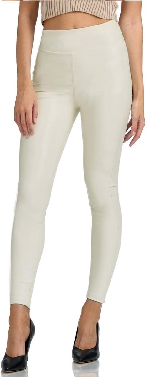 Leggings hoge taille leggings broek panty treggins leggings kunstleer leggings lederlook heuphoog, Crème-hoge taille, XXL